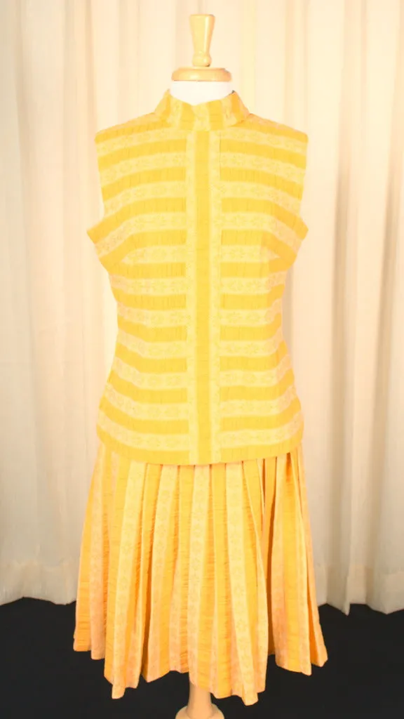 1960s Yellow Striped Vintage Skirt Set
