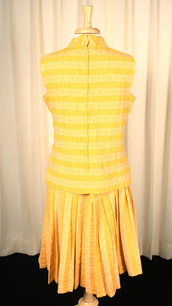 1960s Yellow Striped Vintage Skirt Set