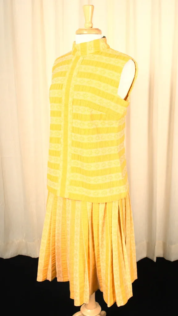 1960s Yellow Striped Vintage Skirt Set