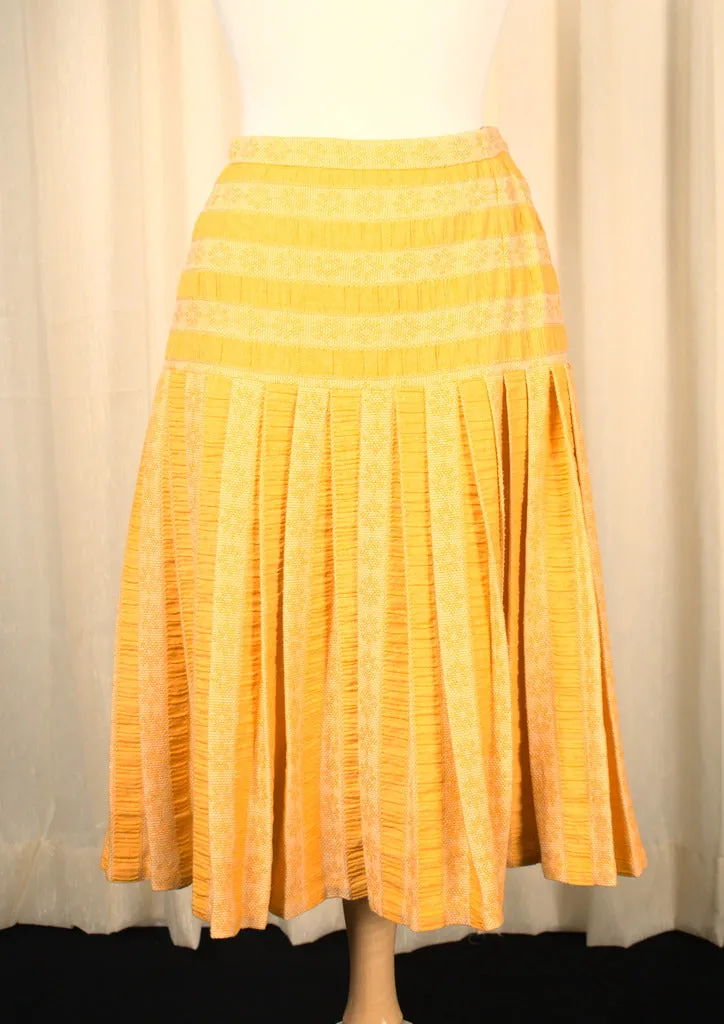 1960s Yellow Striped Vintage Skirt Set