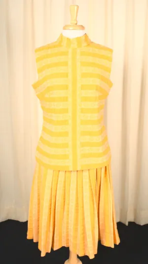 1960s Yellow Striped Vintage Skirt Set