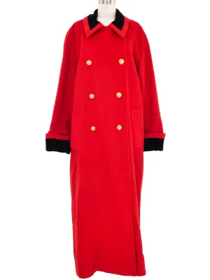 1980s Escada Red Wool Maxi Coat