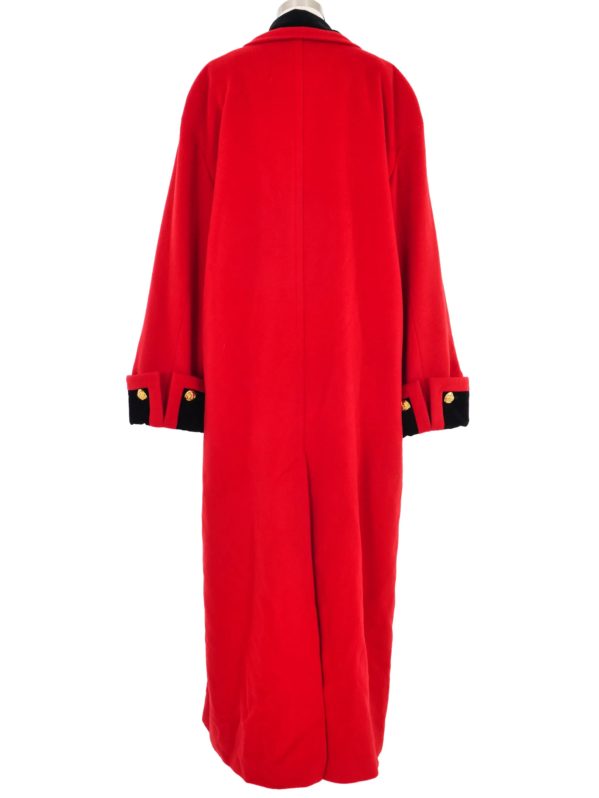 1980s Escada Red Wool Maxi Coat