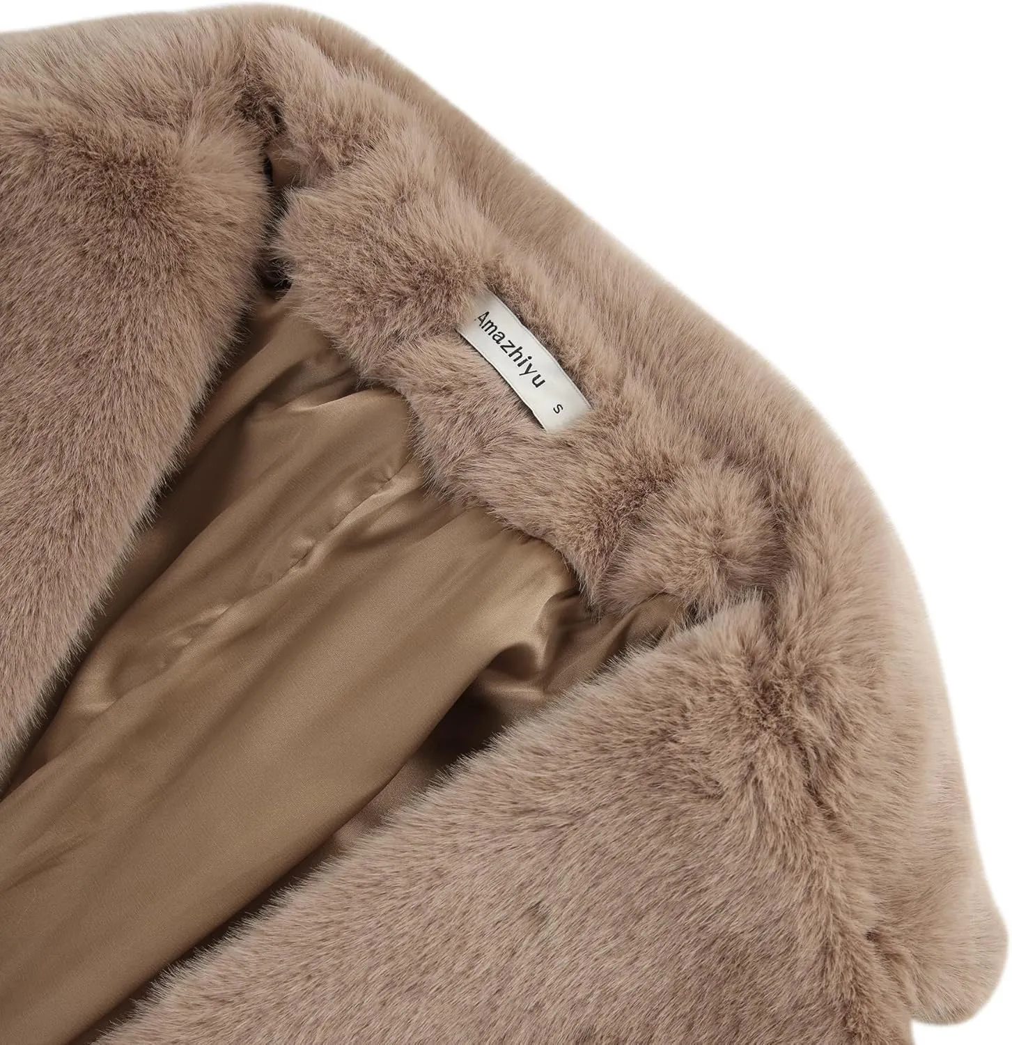 Amazhiyu Womens Faux Fur Longline Duster Coat Long Sleeve Winter Lapel Overcoat