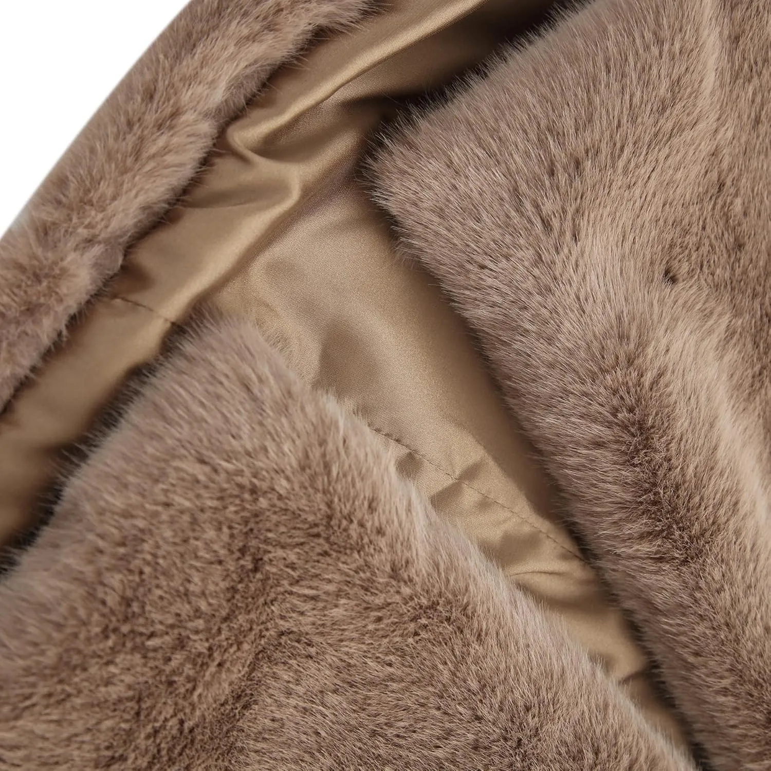 Amazhiyu Womens Faux Fur Longline Duster Coat Long Sleeve Winter Lapel Overcoat