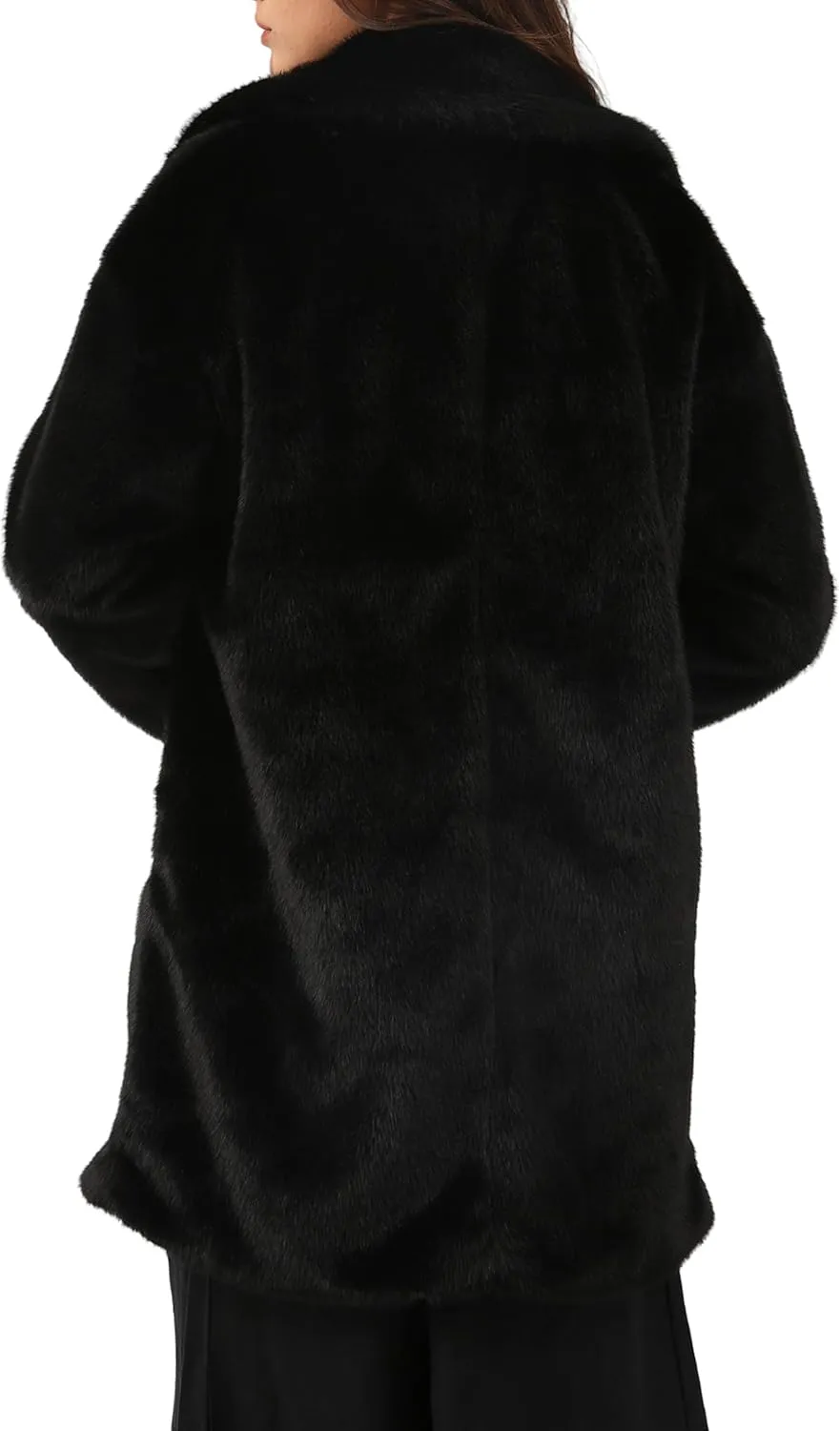 Amazhiyu Womens Faux Fur Longline Duster Coat Long Sleeve Winter Lapel Overcoat