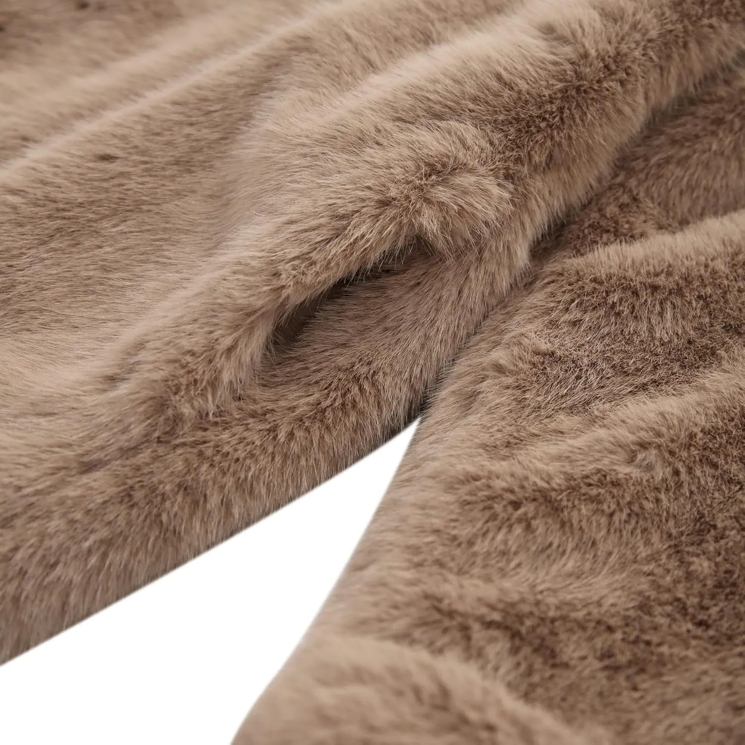 Amazhiyu Womens Faux Fur Longline Duster Coat Long Sleeve Winter Lapel Overcoat