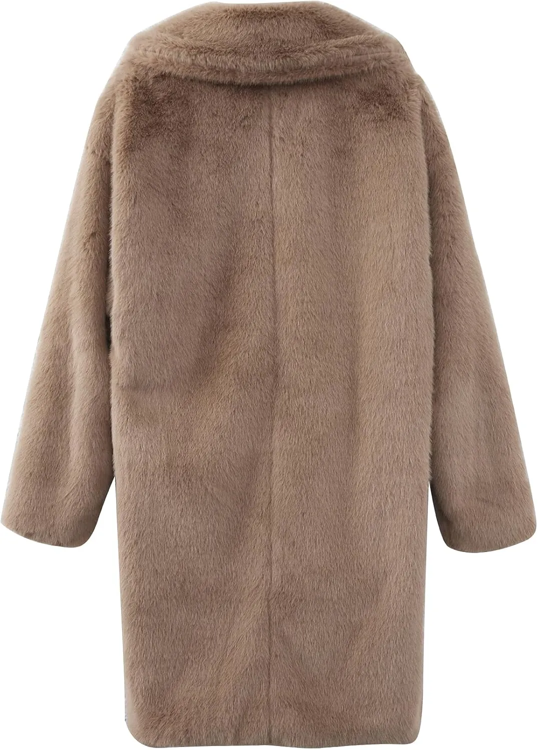Amazhiyu Womens Faux Fur Longline Duster Coat Long Sleeve Winter Lapel Overcoat