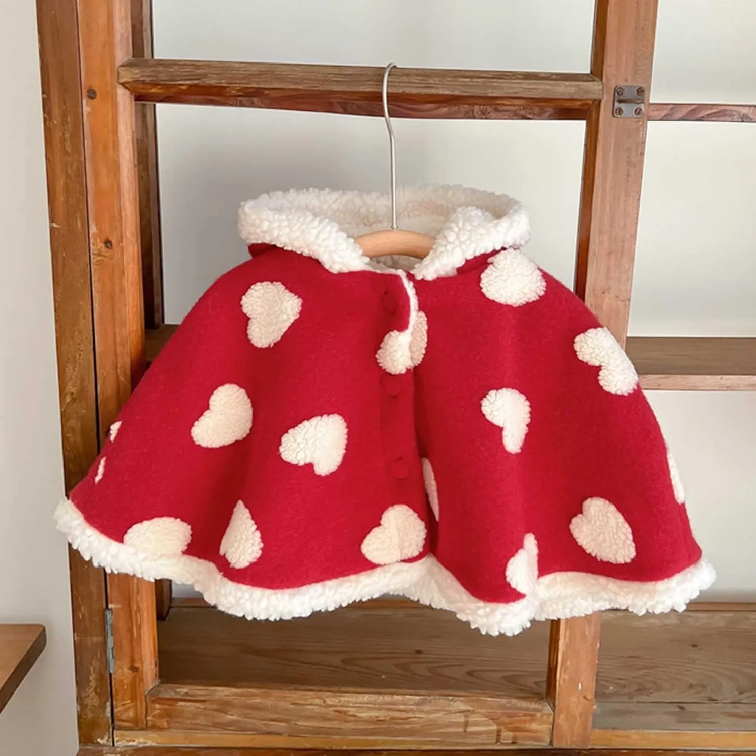 Baby Toddler Boys Girls Wool Blend Winter Hooded Outerwear Capes Poncho Coat Thin Quilted Coat