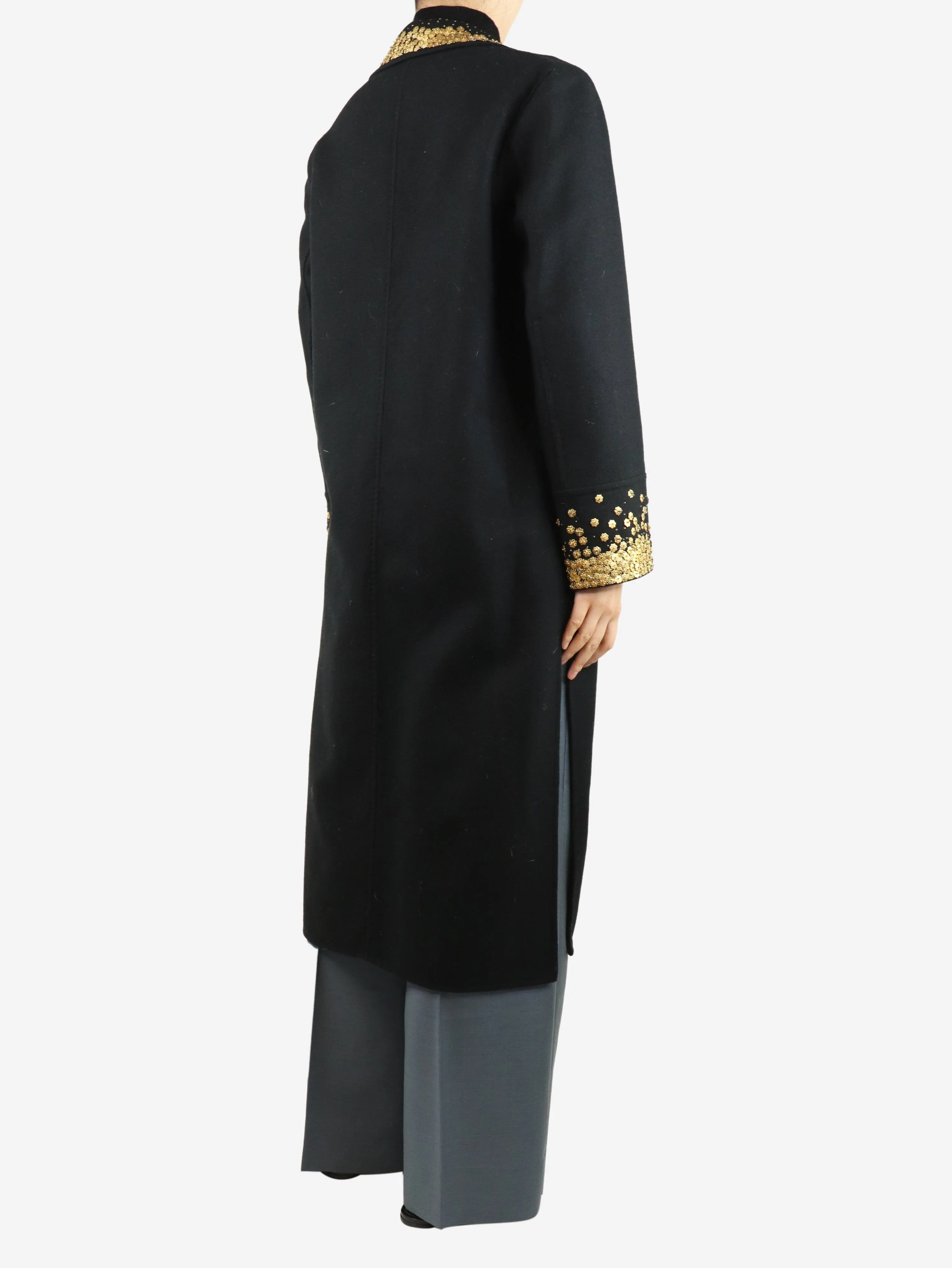 Black Sabira longline coat - size M