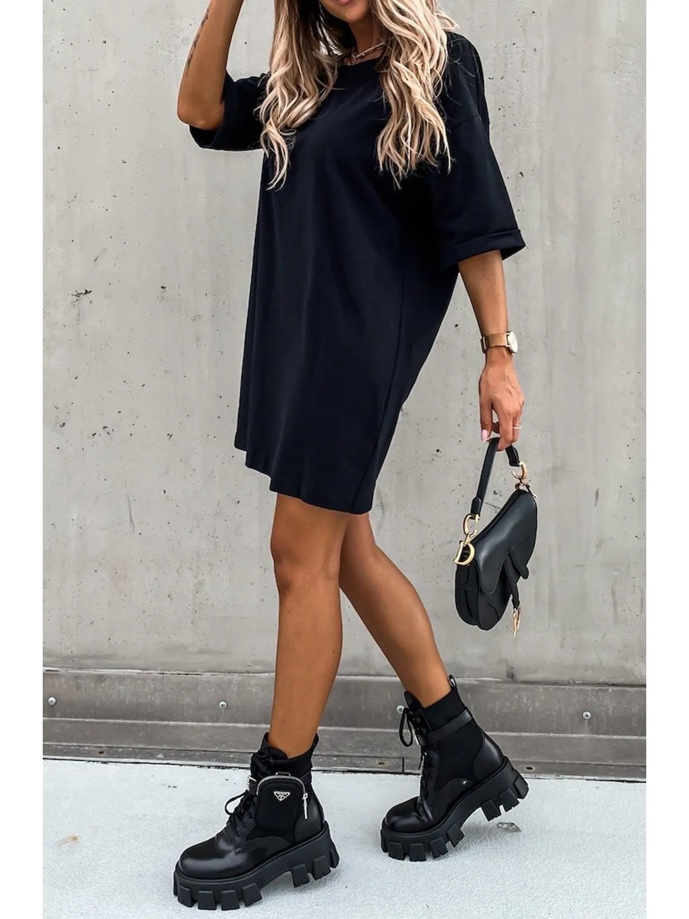 Black tunic T-Shirt  Mini Dress -Beckie
