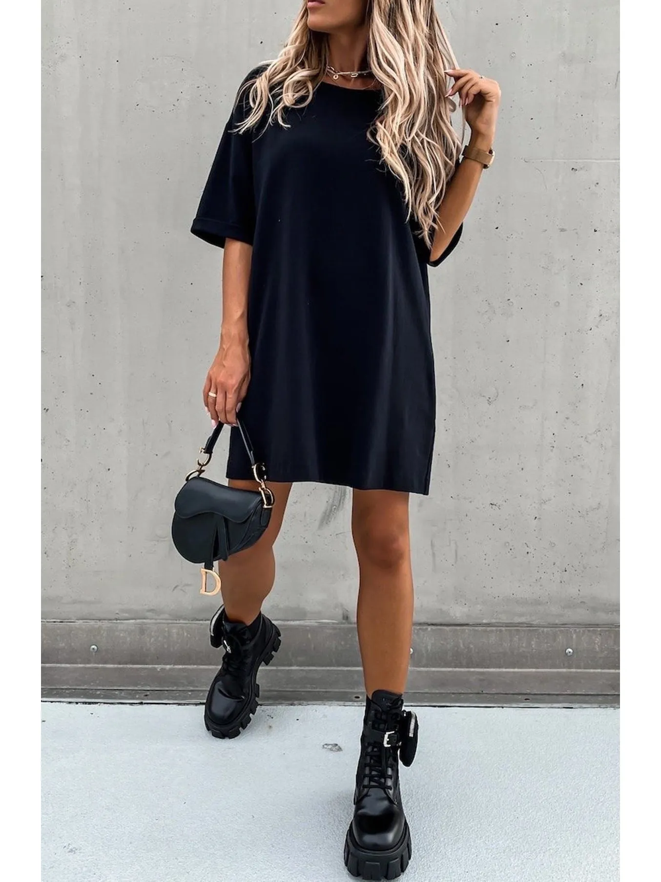 Black tunic T-Shirt  Mini Dress -Beckie