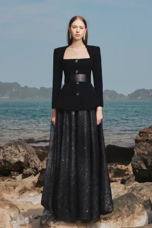 Blazer and A-line Pleated Skirt