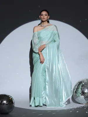 Blue Pearl Organza Saree