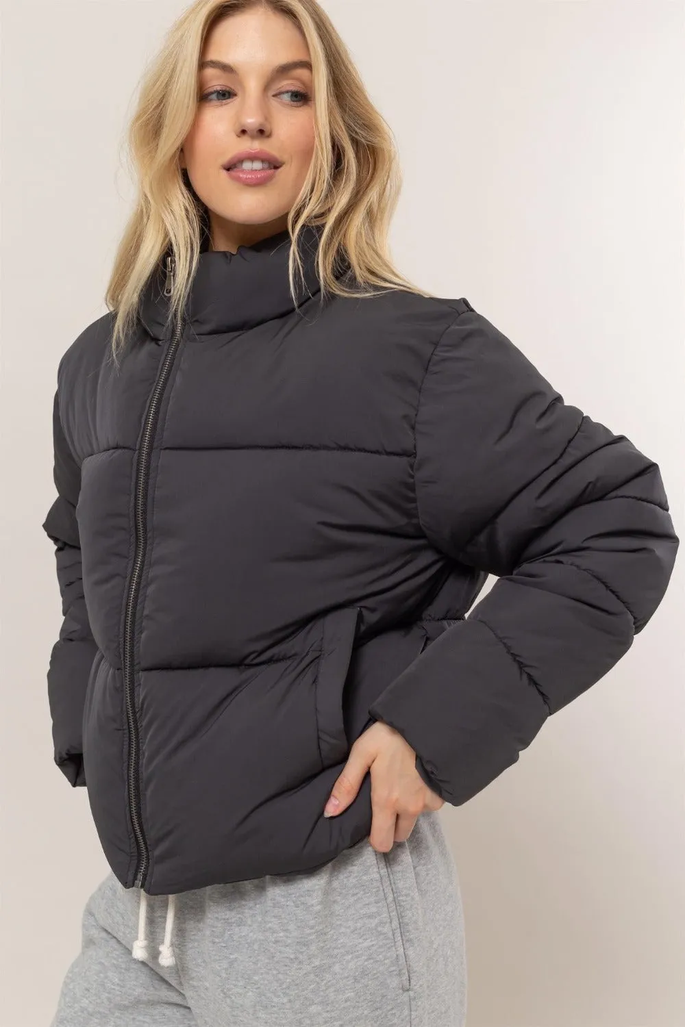 Blue Zone Planet |  HYFVE Quilted Back Drawstring Puffer Jacket