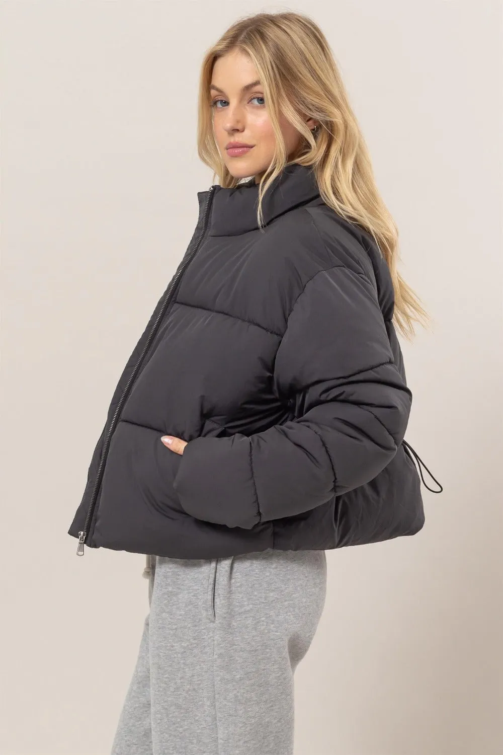 Blue Zone Planet |  HYFVE Quilted Back Drawstring Puffer Jacket