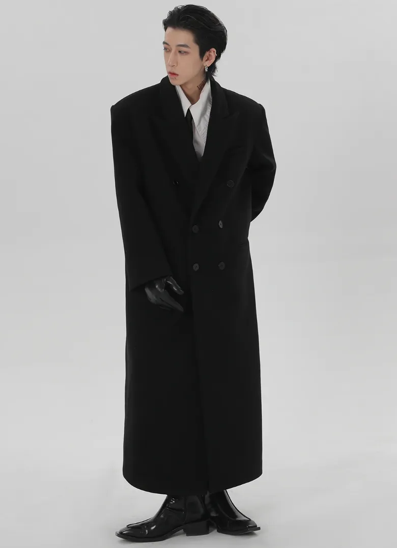Boxy Longline Double-Breasted Coat