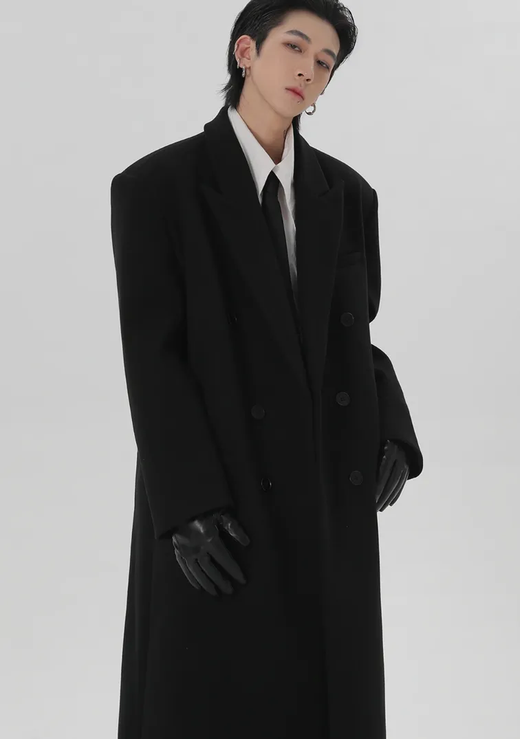 Boxy Longline Double-Breasted Coat