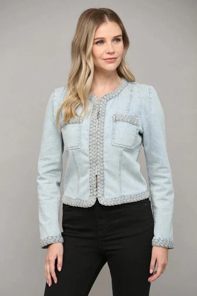 Braided Stretch Denim Jacket