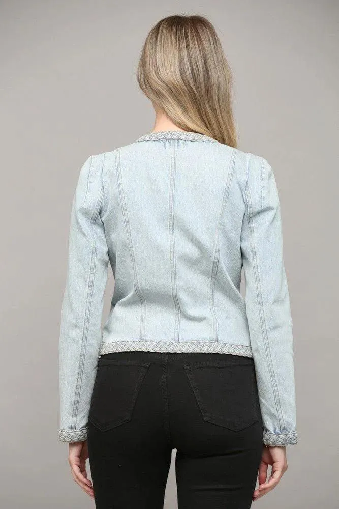 Braided Stretch Denim Jacket