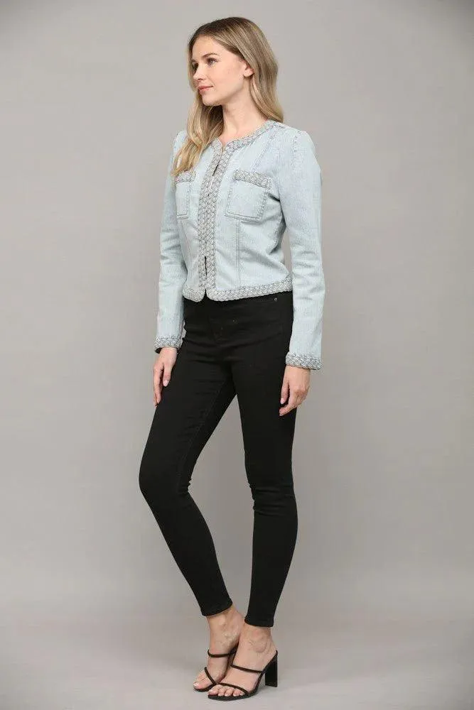 Braided Stretch Denim Jacket