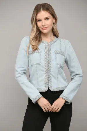Braided Stretch Denim Jacket