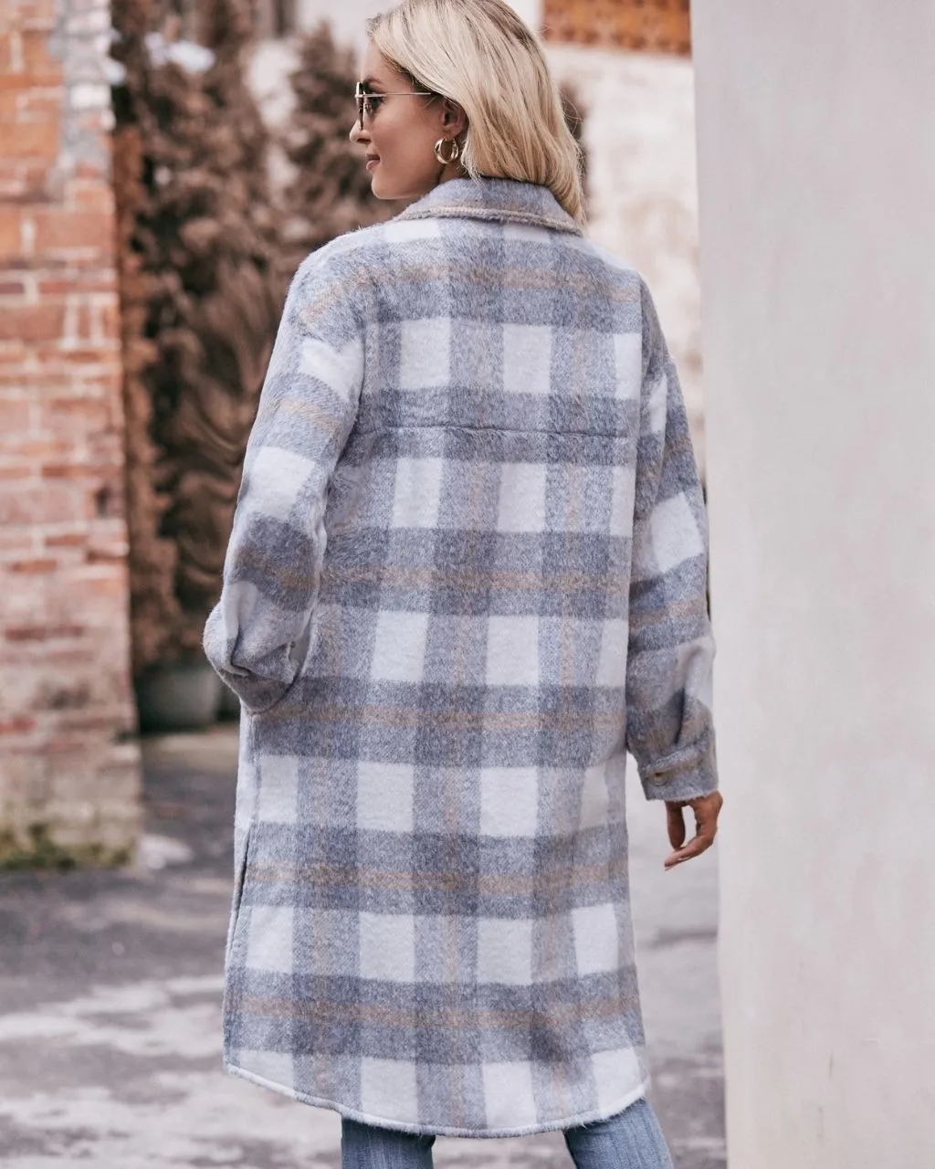 BRUSHED CHECK COAT