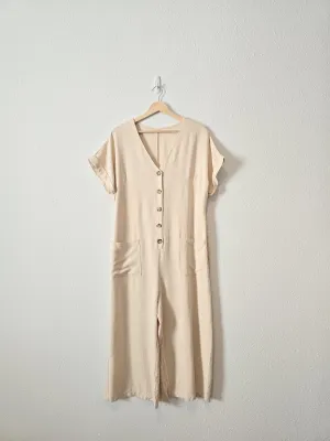 Button Up Wide Leg Jumpsuit (L)