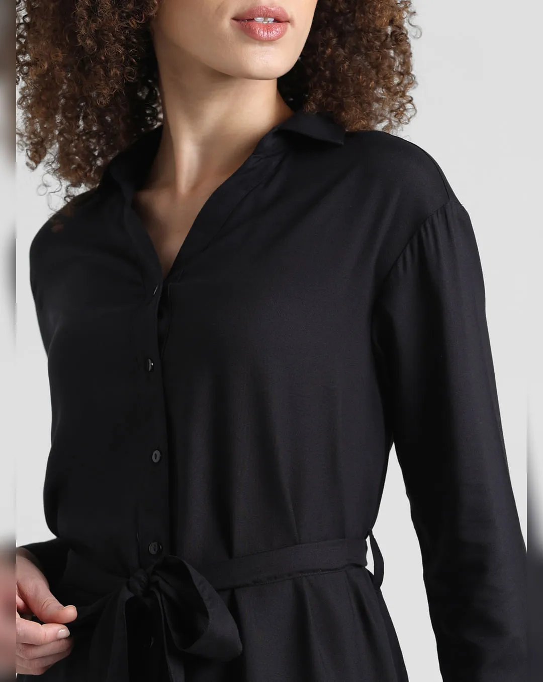 Chic Black Short Shirt Dress