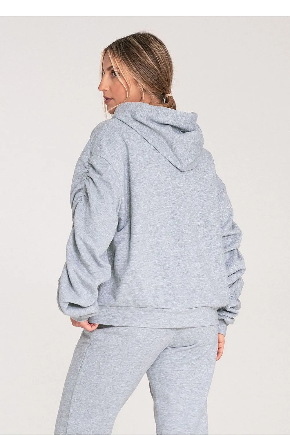 Cozy Pleat Sleeve Pocket Hoodie
