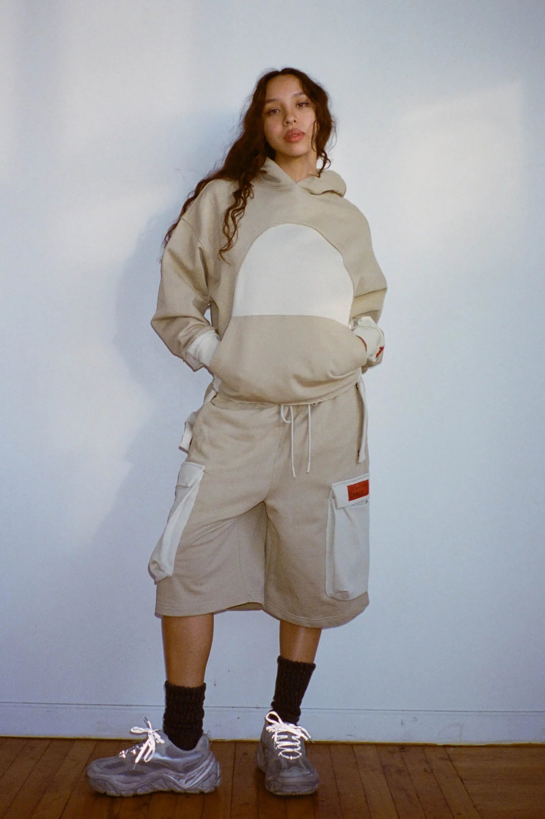 Crescent Blocked Hoodie (Sand)