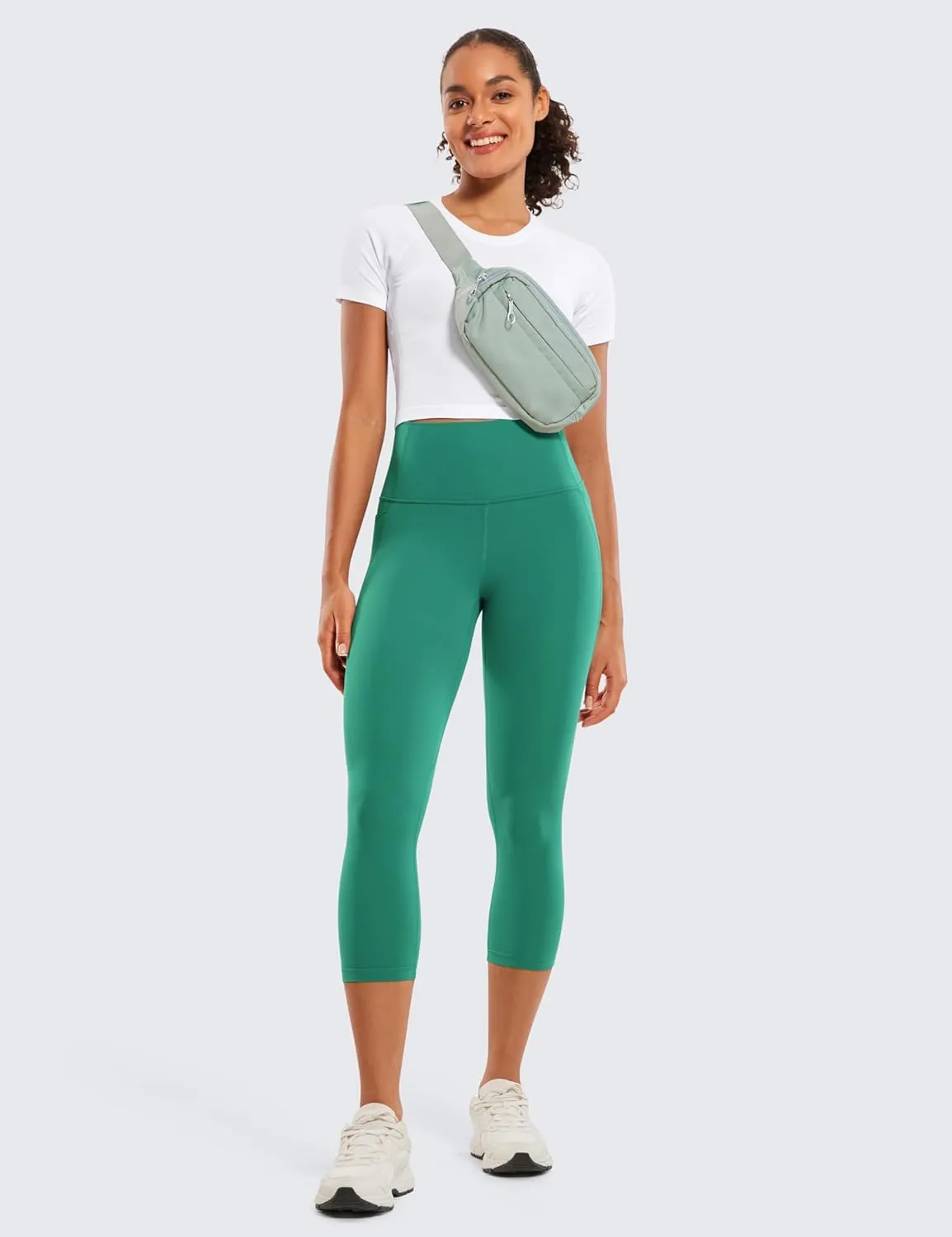 CRZ YOGA Womens Butterluxe Workout Capri Leggings with Pockets 21 Inches - High Waisted Gym Athletic Crop Yoga