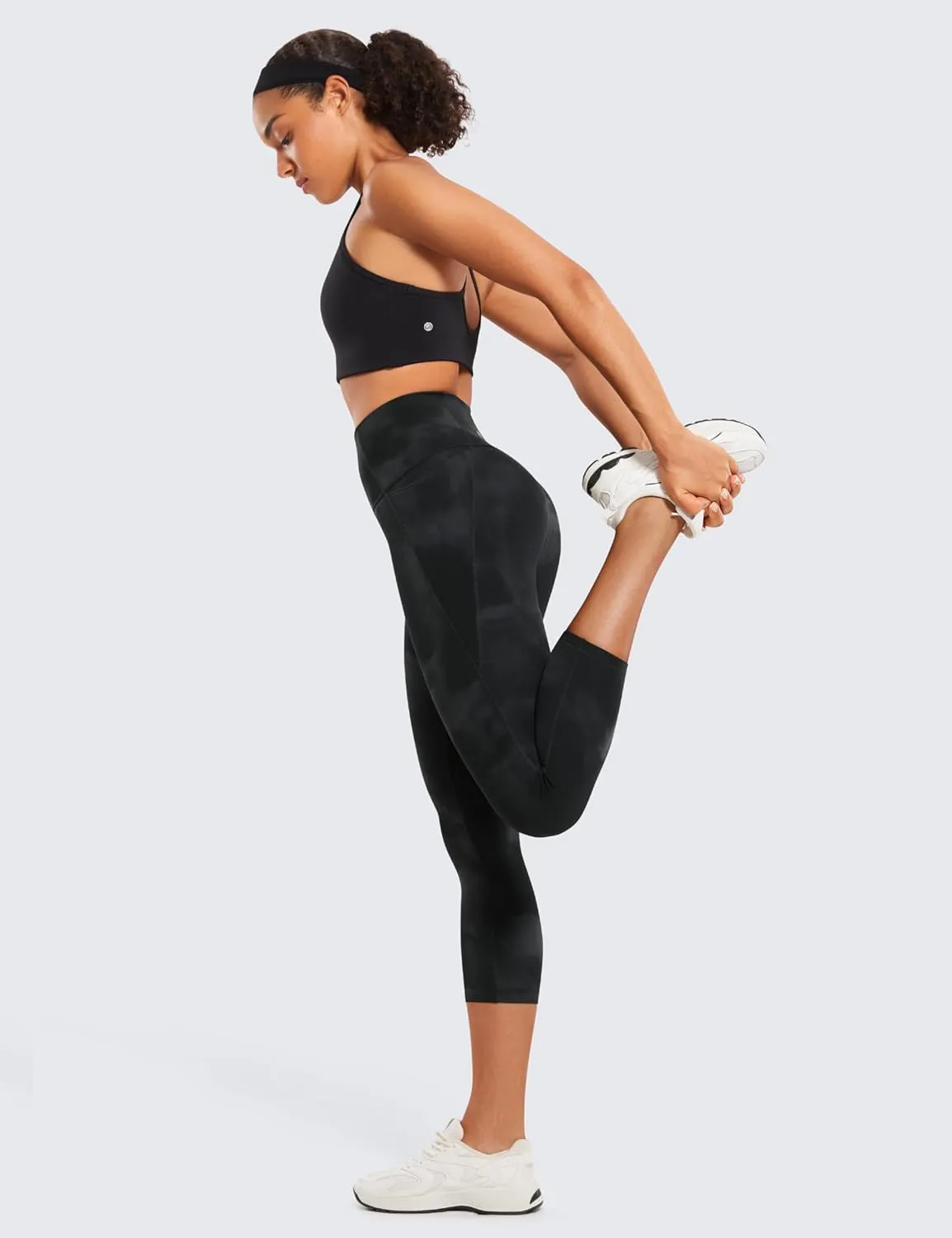 CRZ YOGA Womens Butterluxe Workout Capri Leggings with Pockets 21 Inches - High Waisted Gym Athletic Crop Yoga