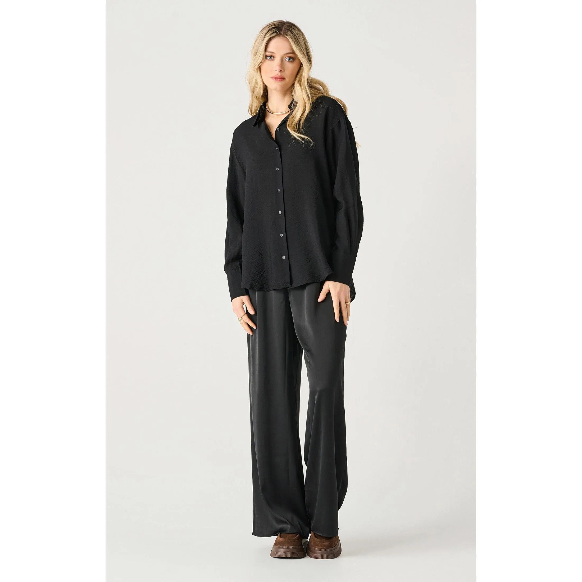 Dex Black Tape Flowy Satin Blouse