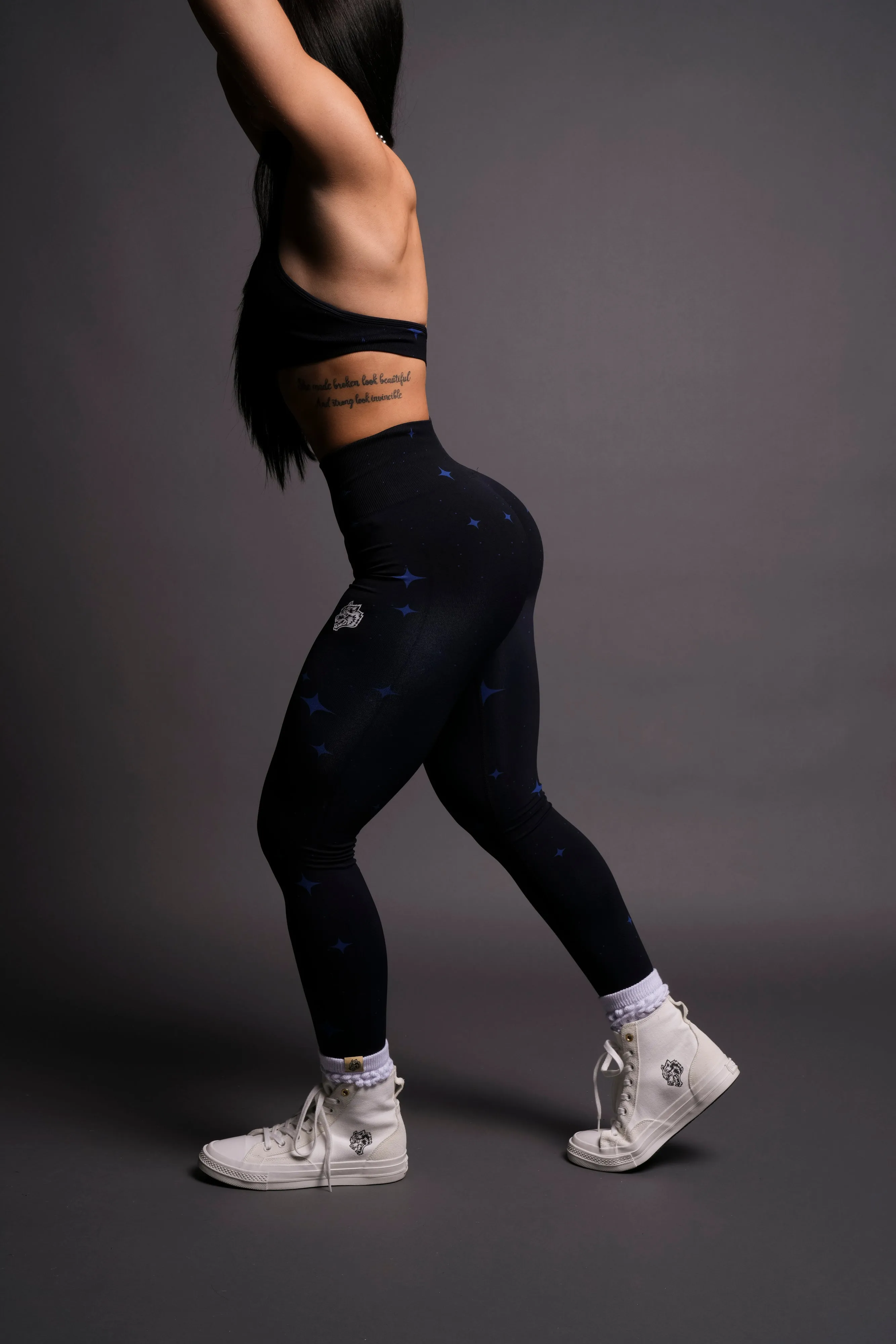 Dual "Everson Seamless" Scrunch Leggings in Darc Cobalt Starry Night