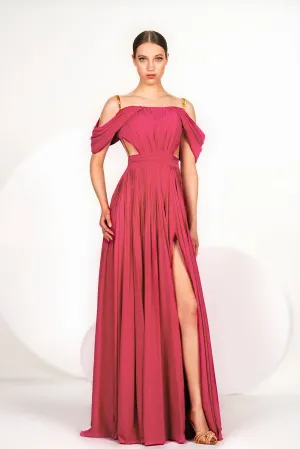 Flared A-line Dress with Cold-Shoulders