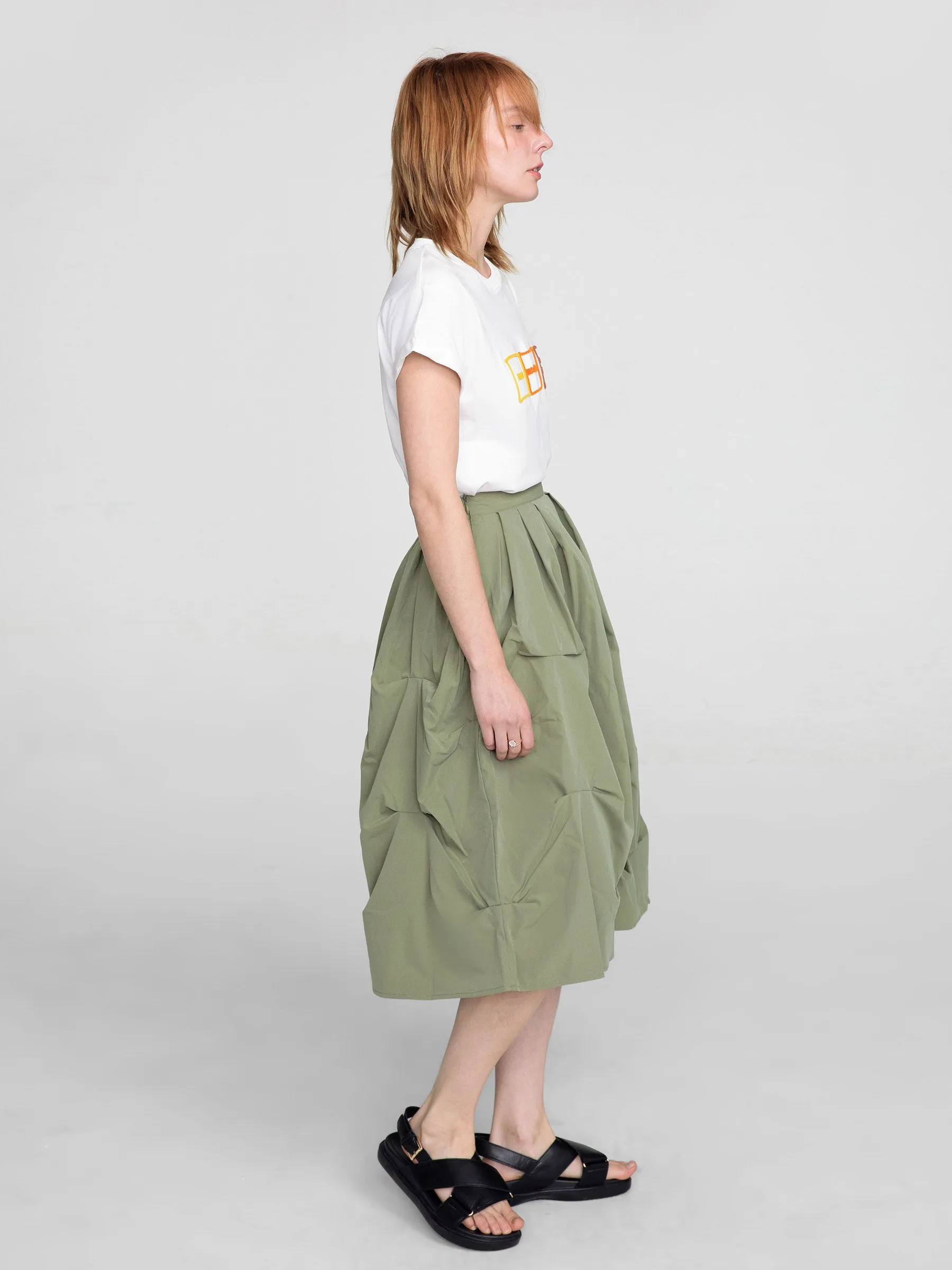 Gathered A-line Round Skirt
