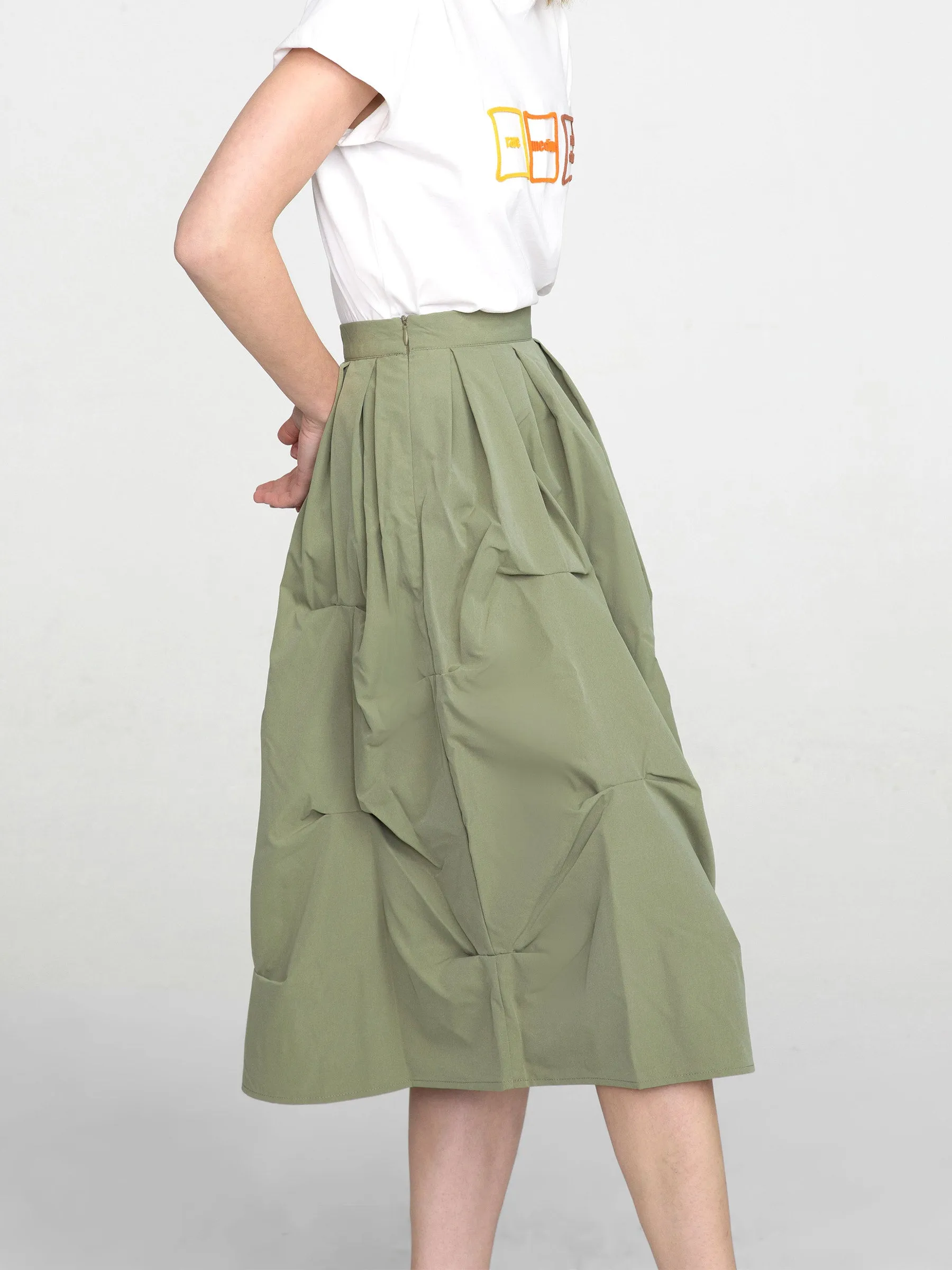 Gathered A-line Round Skirt