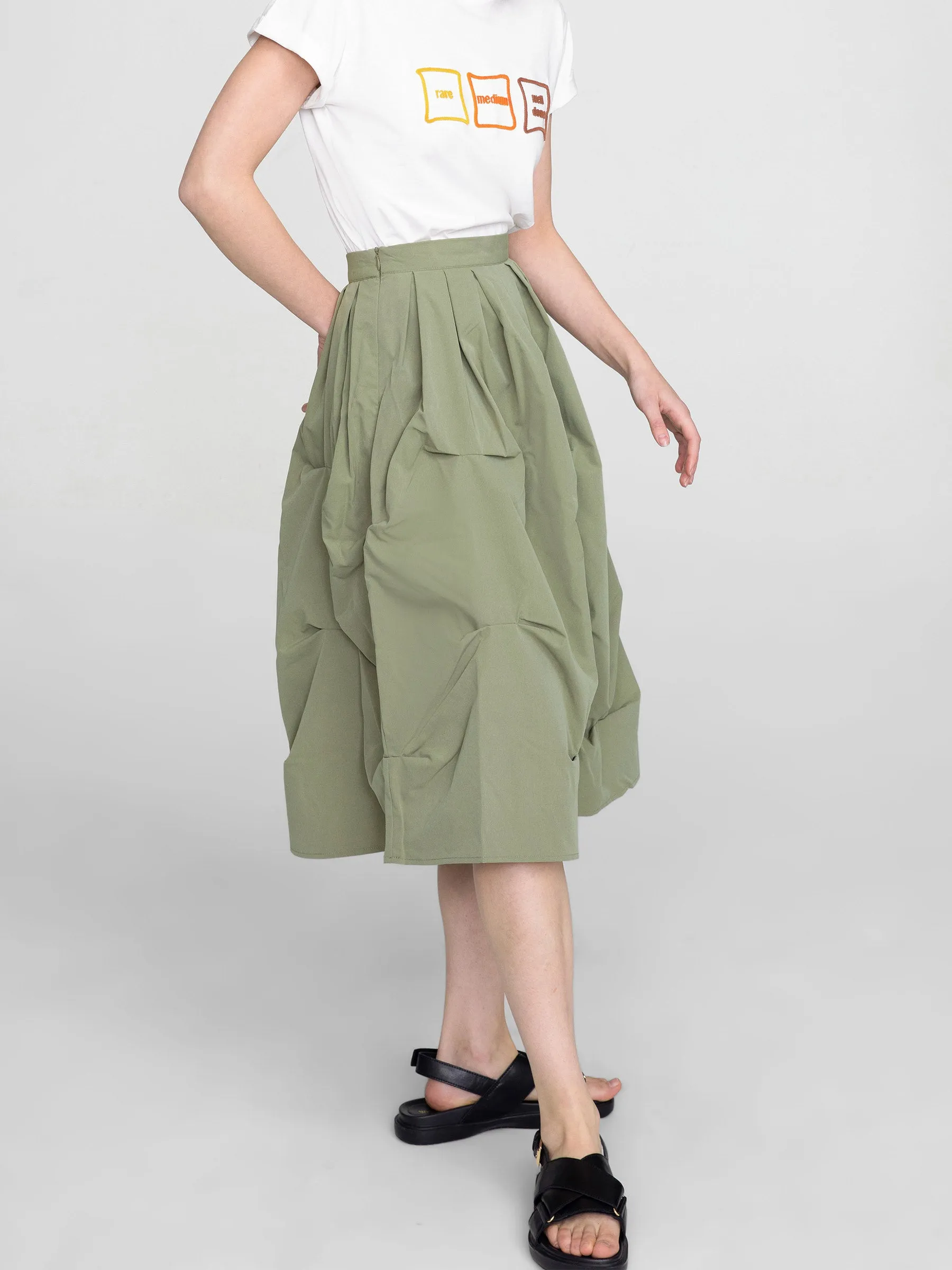 Gathered A-line Round Skirt