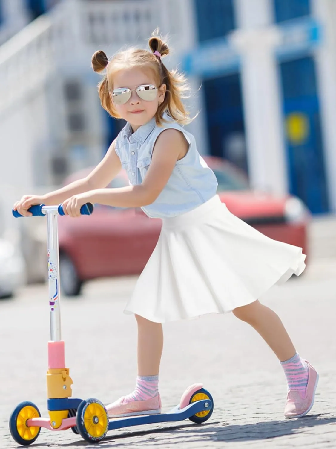 Girls Skirts Casual Mini Flare Pleated Skirt with Shorts High Waisted Skater Skirt A Line Skorts