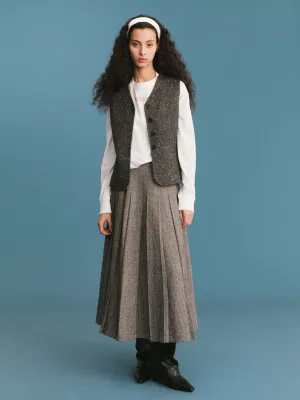 Gray Pleated Maxi Skirt