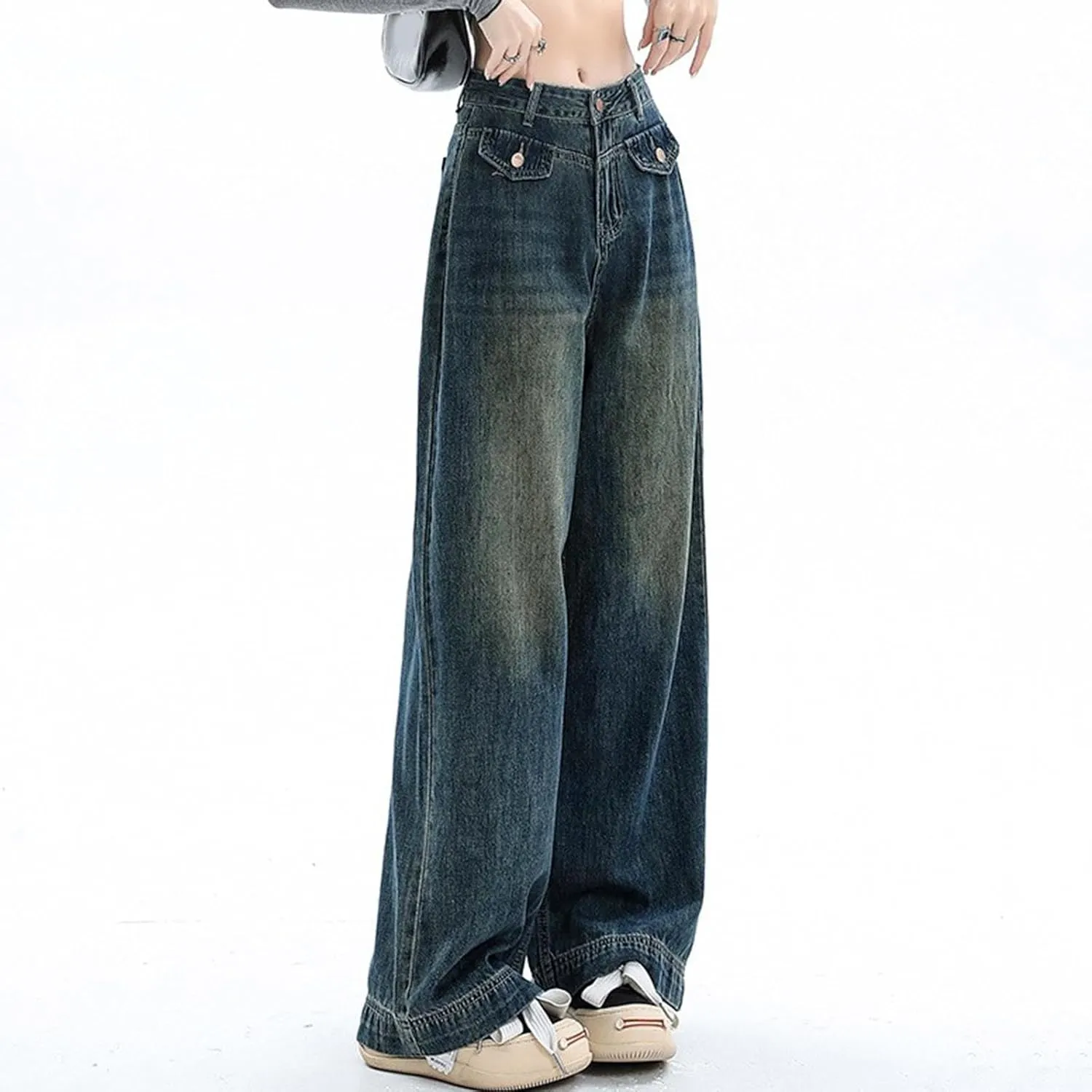 High Waisted Jeans for Women Wide Leg Loose Baggy Boyfriend Denim Pants 90S Vintage Streetwear Y2k Grunge Jean Pants