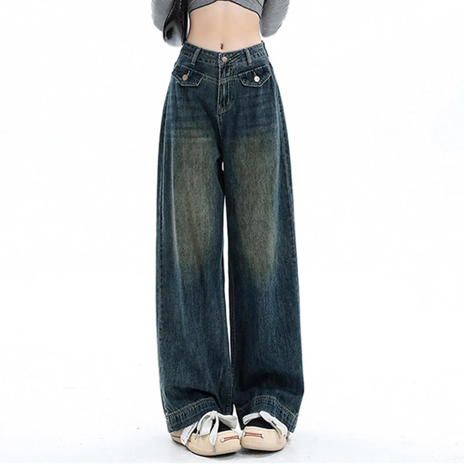 High Waisted Jeans for Women Wide Leg Loose Baggy Boyfriend Denim Pants 90S Vintage Streetwear Y2k Grunge Jean Pants