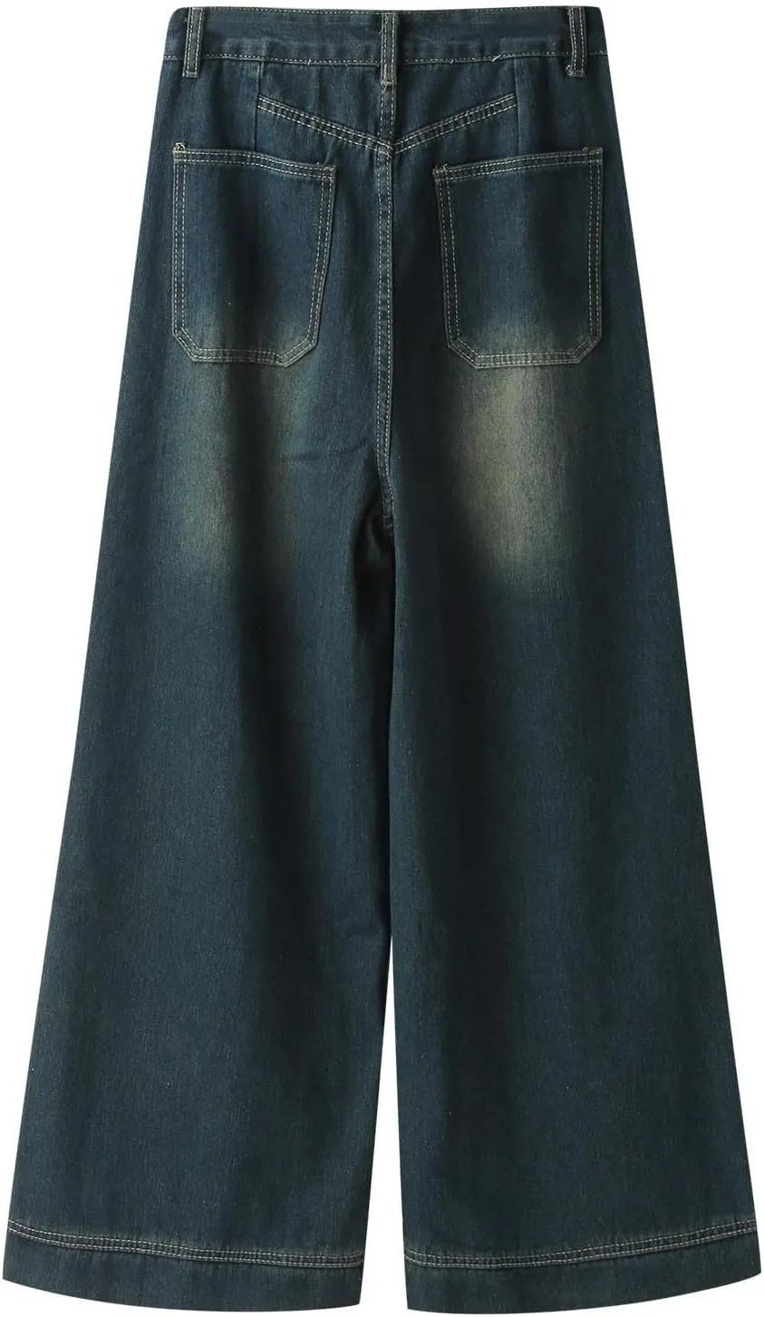 High Waisted Jeans for Women Wide Leg Loose Baggy Boyfriend Denim Pants 90S Vintage Streetwear Y2k Grunge Jean Pants