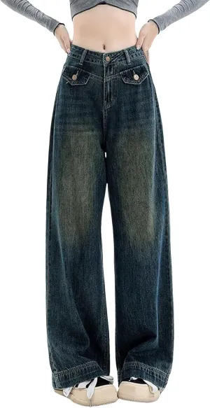 High Waisted Jeans for Women Wide Leg Loose Baggy Boyfriend Denim Pants 90S Vintage Streetwear Y2k Grunge Jean Pants