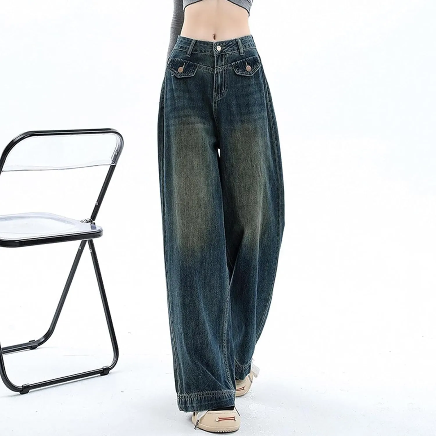 High Waisted Jeans for Women Wide Leg Loose Baggy Boyfriend Denim Pants 90S Vintage Streetwear Y2k Grunge Jean Pants