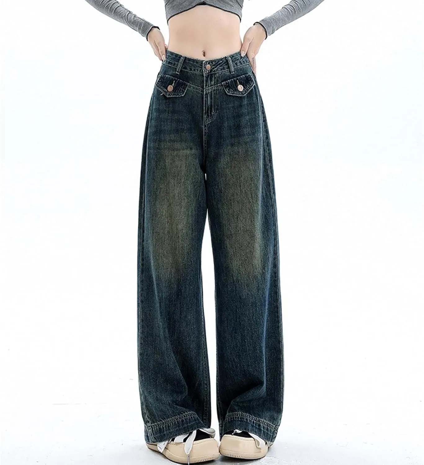 High Waisted Jeans for Women Wide Leg Loose Baggy Boyfriend Denim Pants 90S Vintage Streetwear Y2k Grunge Jean Pants