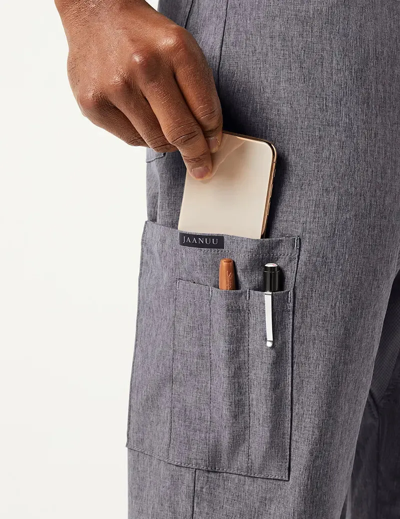 Jaanuu Men's Mesh Detail Jogger Pant - Heathered Grey