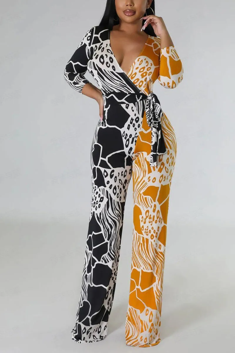 JE472 Graphic Wide Leg Jumpsuits