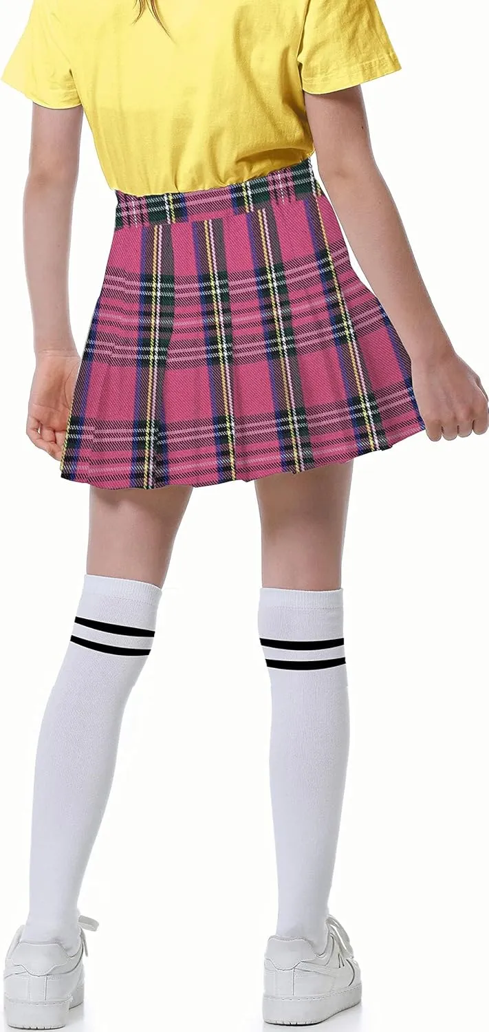 Joe Wenko Girls Women's Pleated Skirt, High Waist School Uniform A-Line Short Skirt